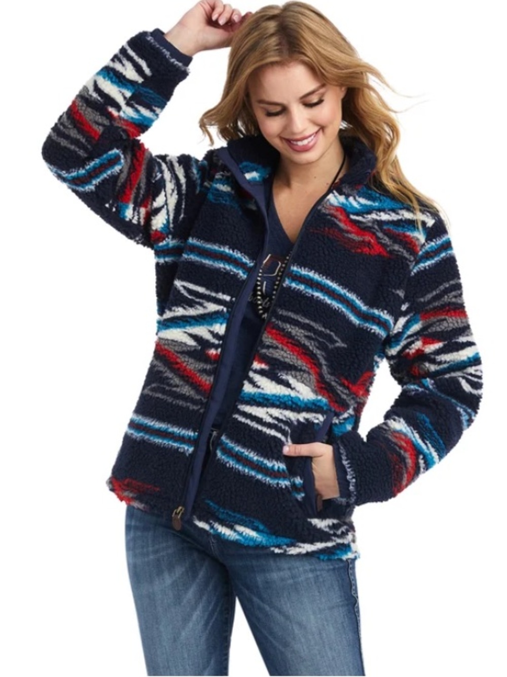 Ariat x Centinela Traditional Arts Chimayo Fleece Jacket Medium Aztec Western